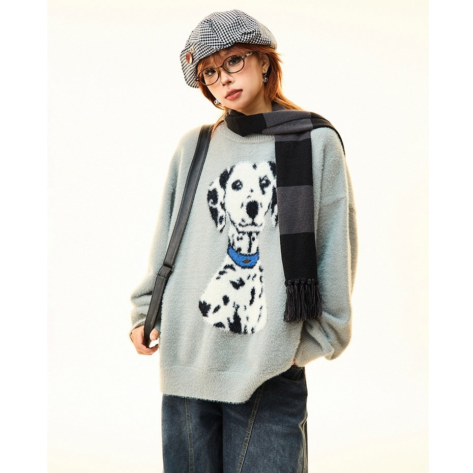 Dalmatian Dog Loose Soft Waxy Sweater MW9697