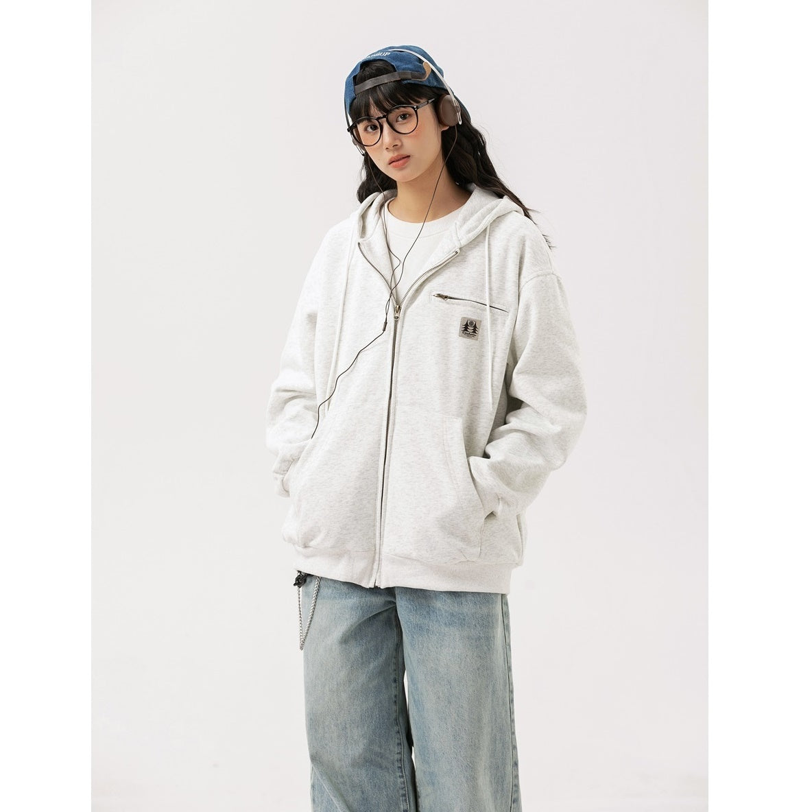 Simple Zip-Pocket Hooded ZIP-Up Parka MW9581