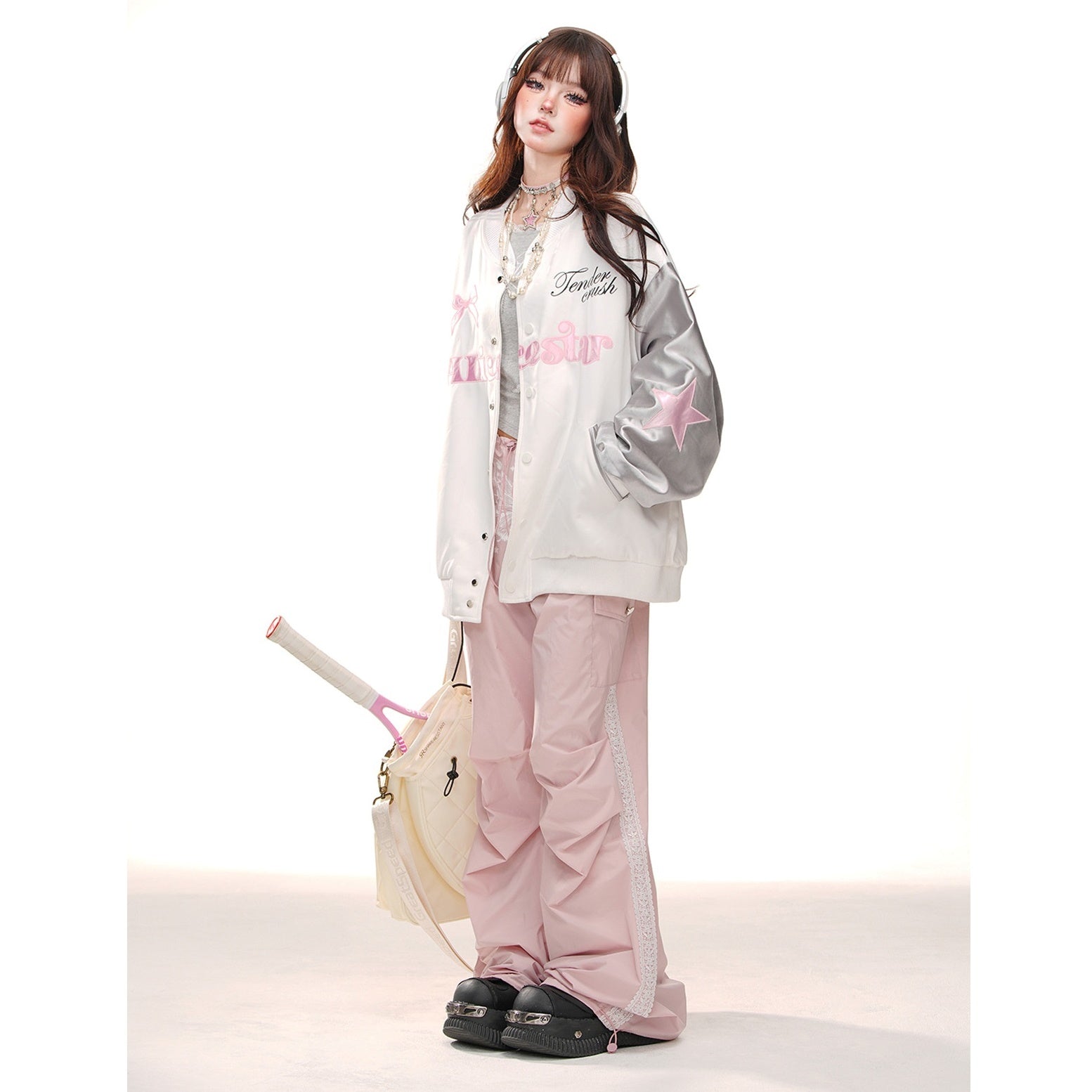 Girly Oversize Baseball Jacket KK2004