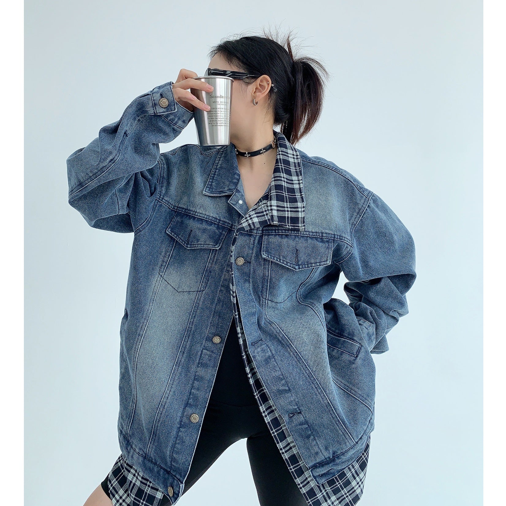 Fake Layered OverSize Denim Jacket MW9448