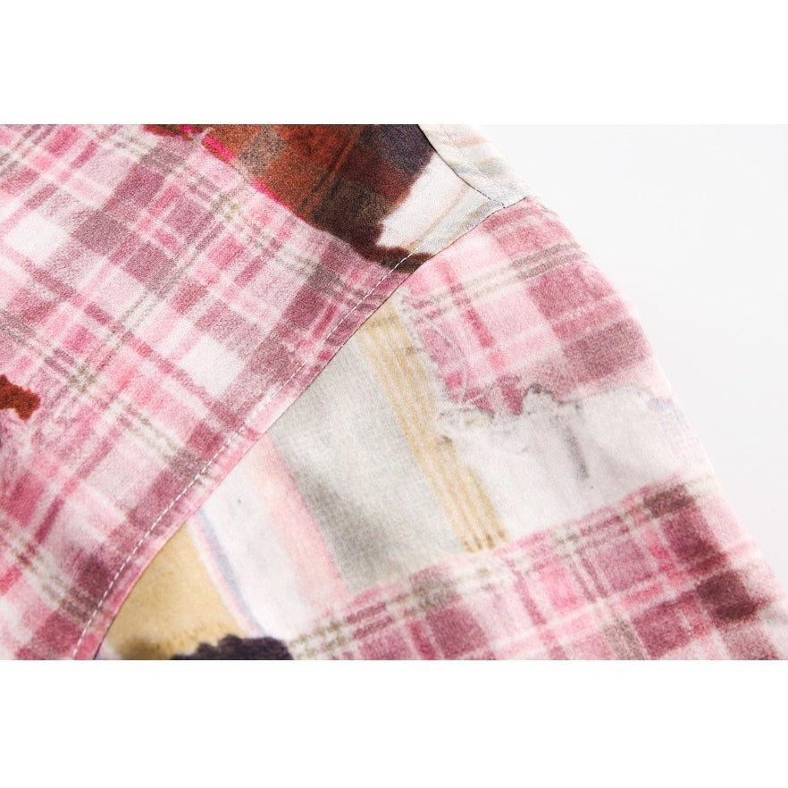 Irregular Plaid Long Sleeve Shirt BX009