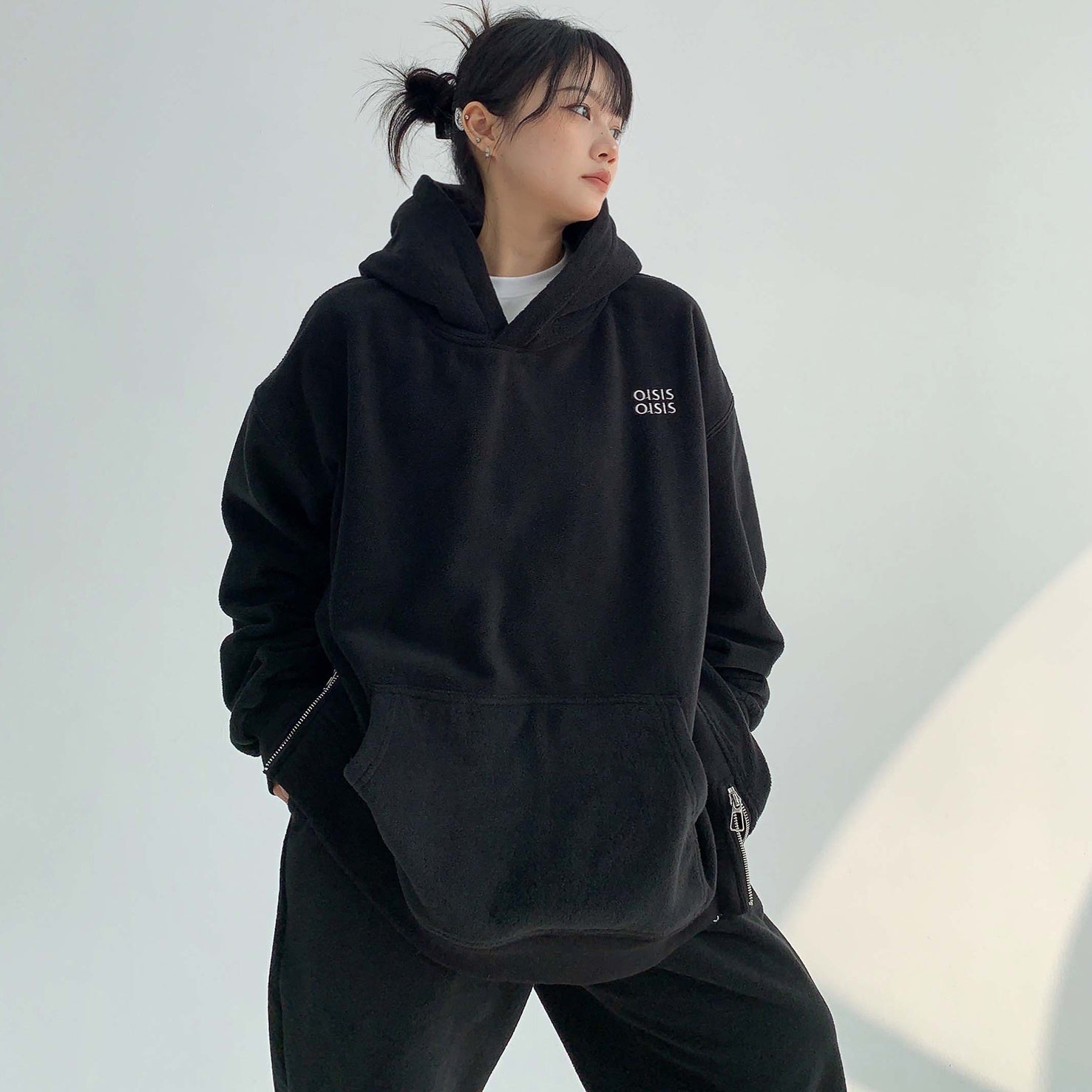 【上下別売り】Embroidery Fleece Loose Hoodie & Pants MW9631