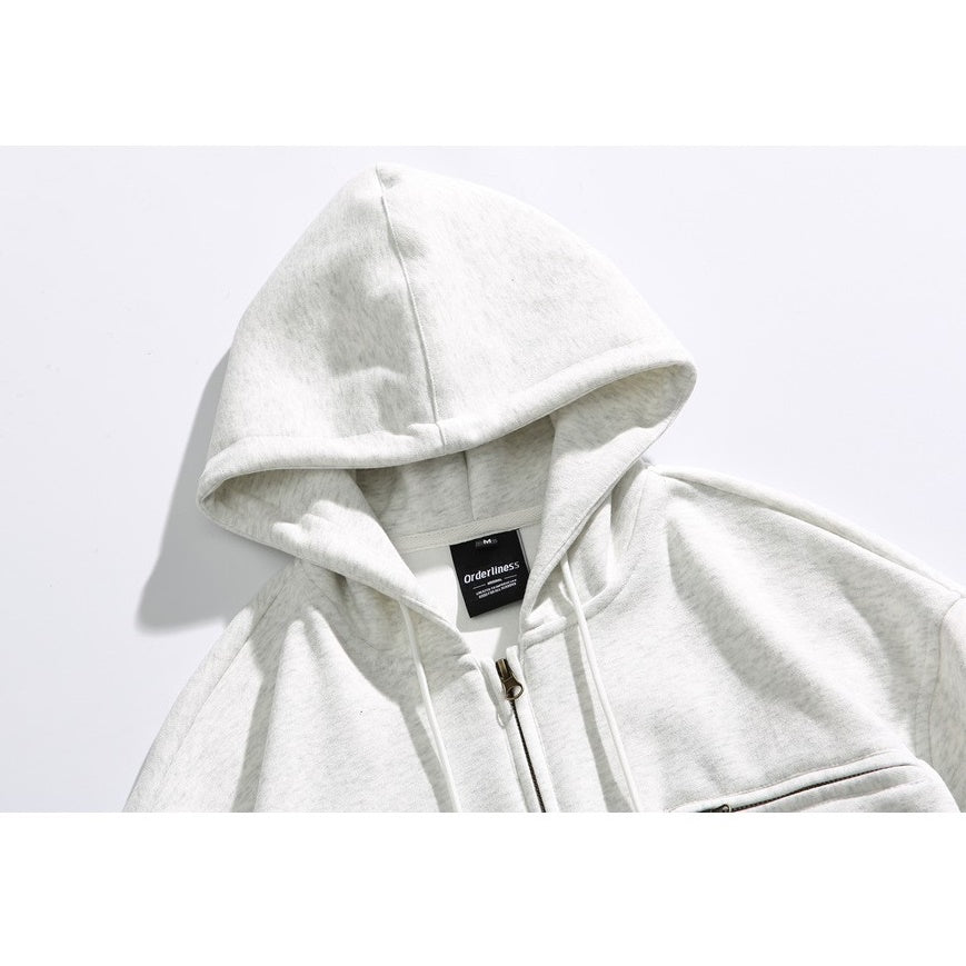 Simple Zip-Pocket Hooded ZIP-Up Parka MW9581