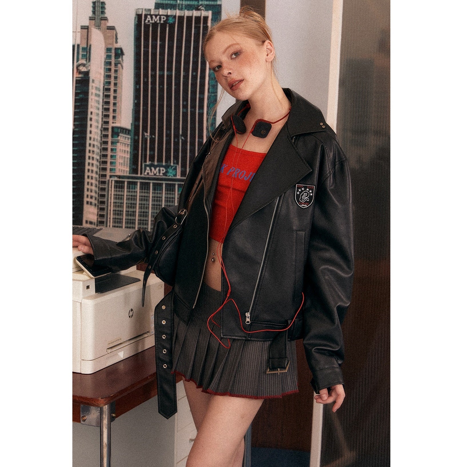 PU Leather Biker Style Short Jacket EZ165