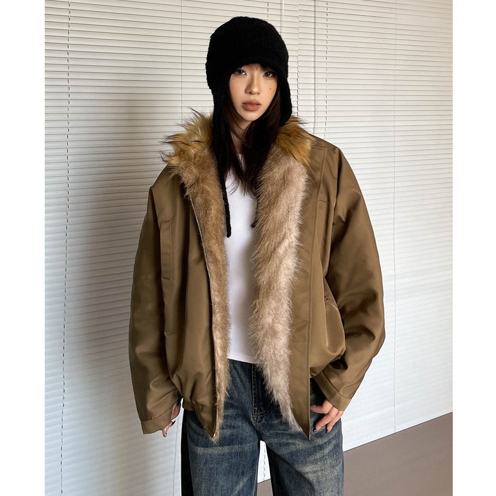 Fur Stand Collar Quilting Jacket MW9769