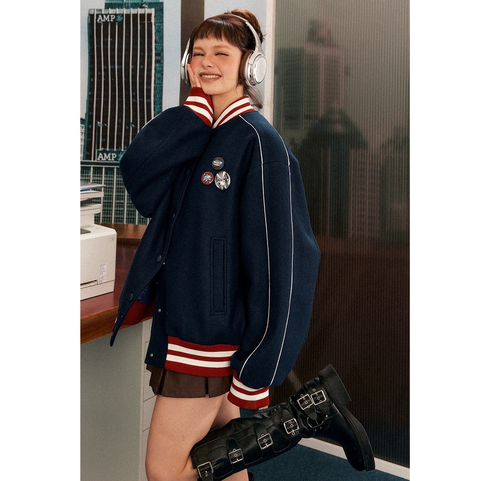 Tricolor Color Baseball Jacket EZ174