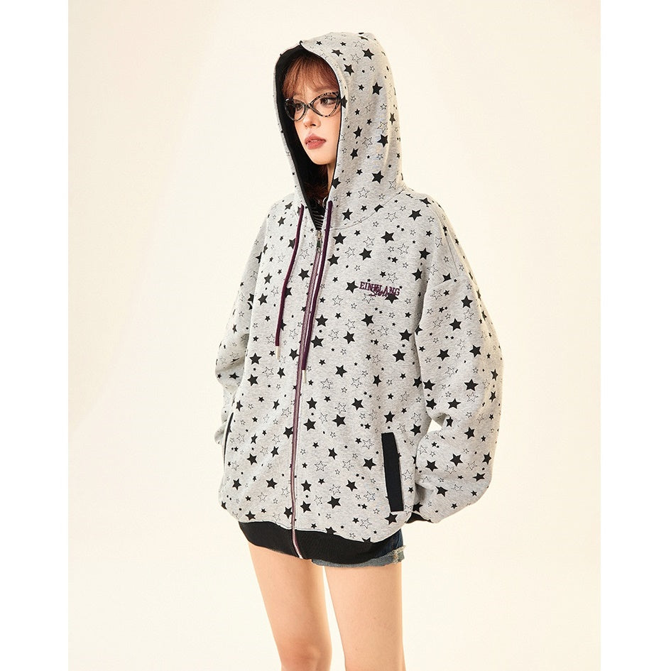 Star Full Print Zip Hooded Parka MW9531