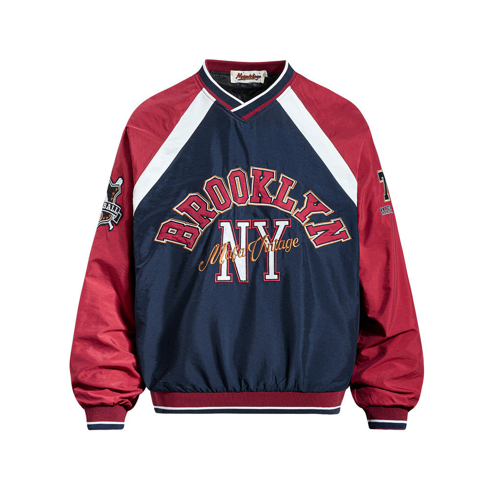 V-neck Baseball Design Athleisure Pullover MW10320