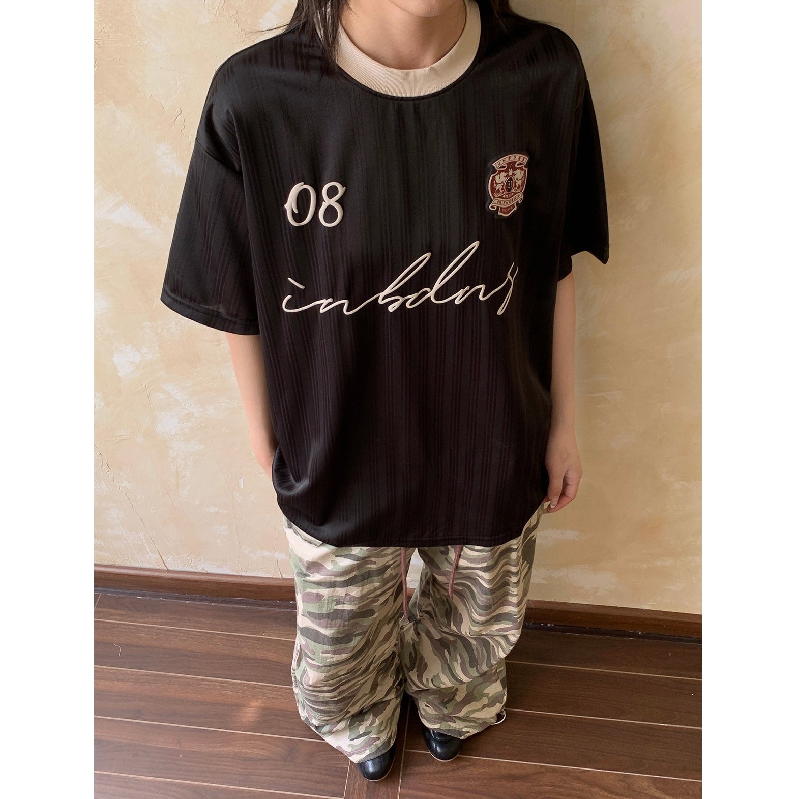 Ringer Neck Satin Sporty T-Shirt AP7012
