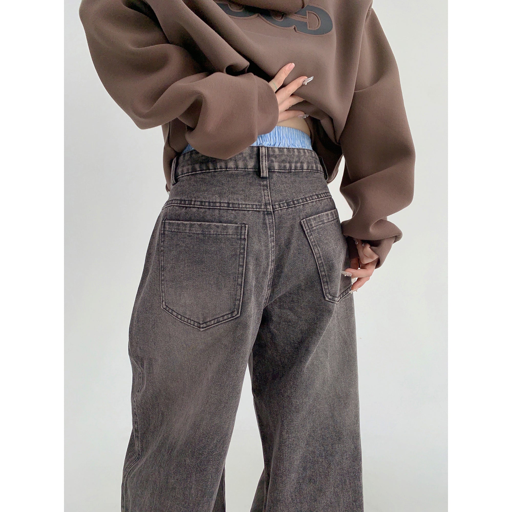 Double Waist Loose Straight Jeans MW9501