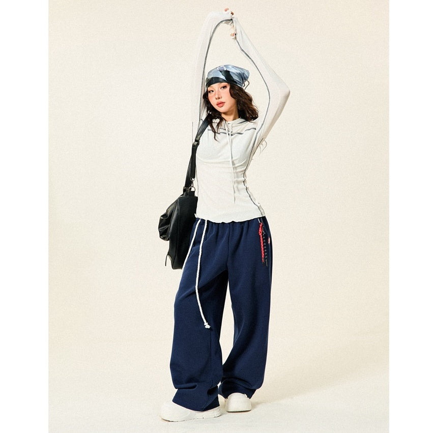 Braided Rope Loose Straight Sweatpants YS014