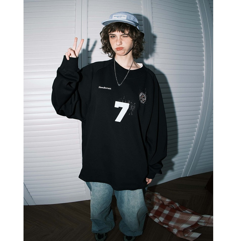 OverSize Sports Style Raglan Sleeve Sweat BT7038