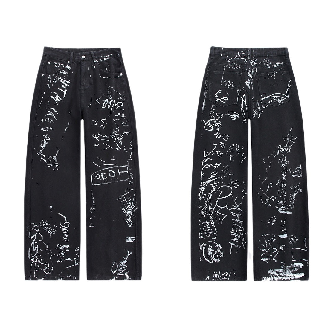 Street Graffiti Print Loose Straight Jeans ND1007