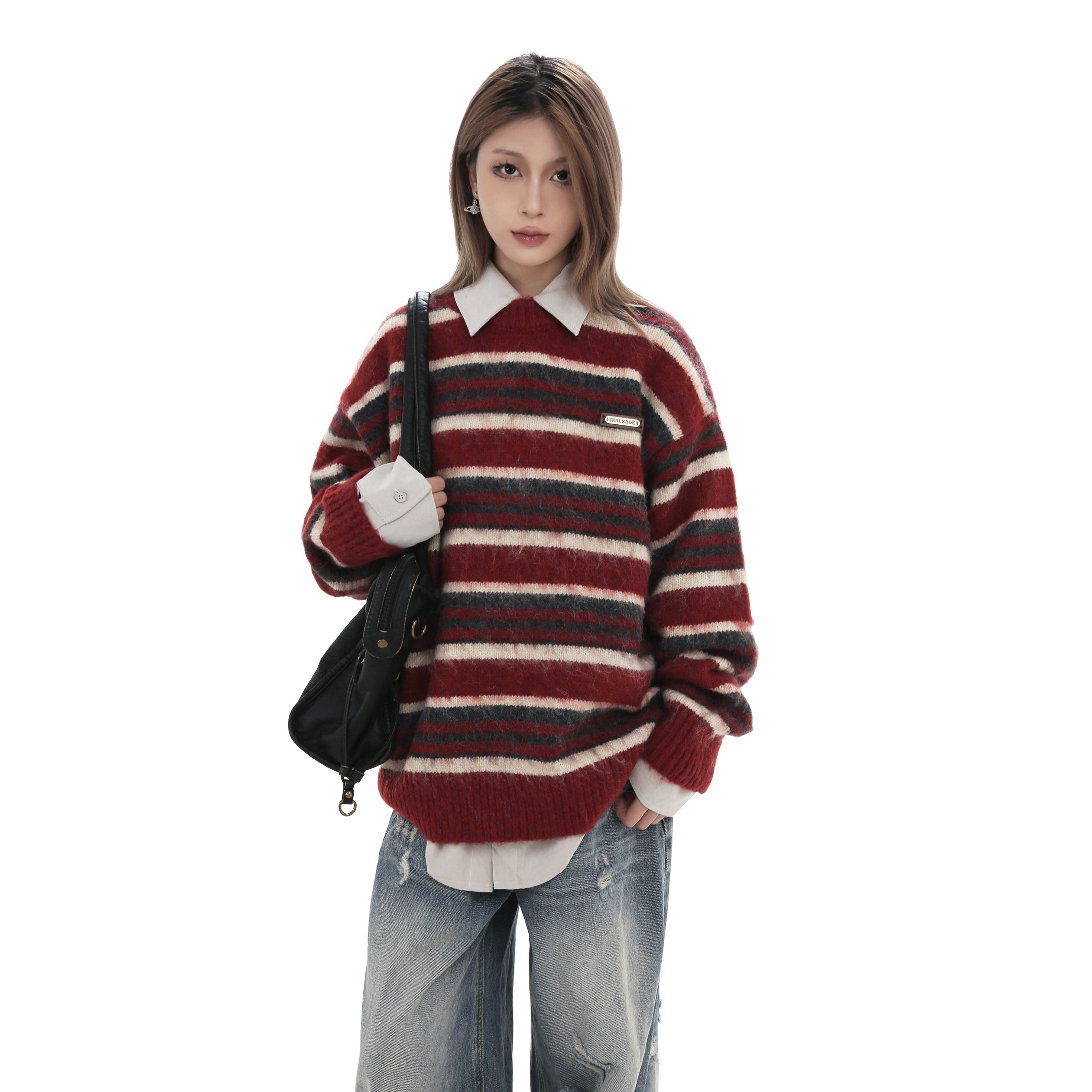 Retro Border Crew Neck Sweater GB7009