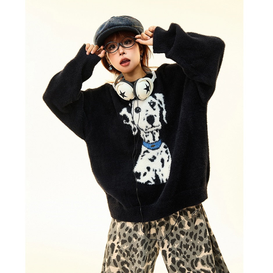 Dalmatian Dog Loose Soft Waxy Sweater MW9697