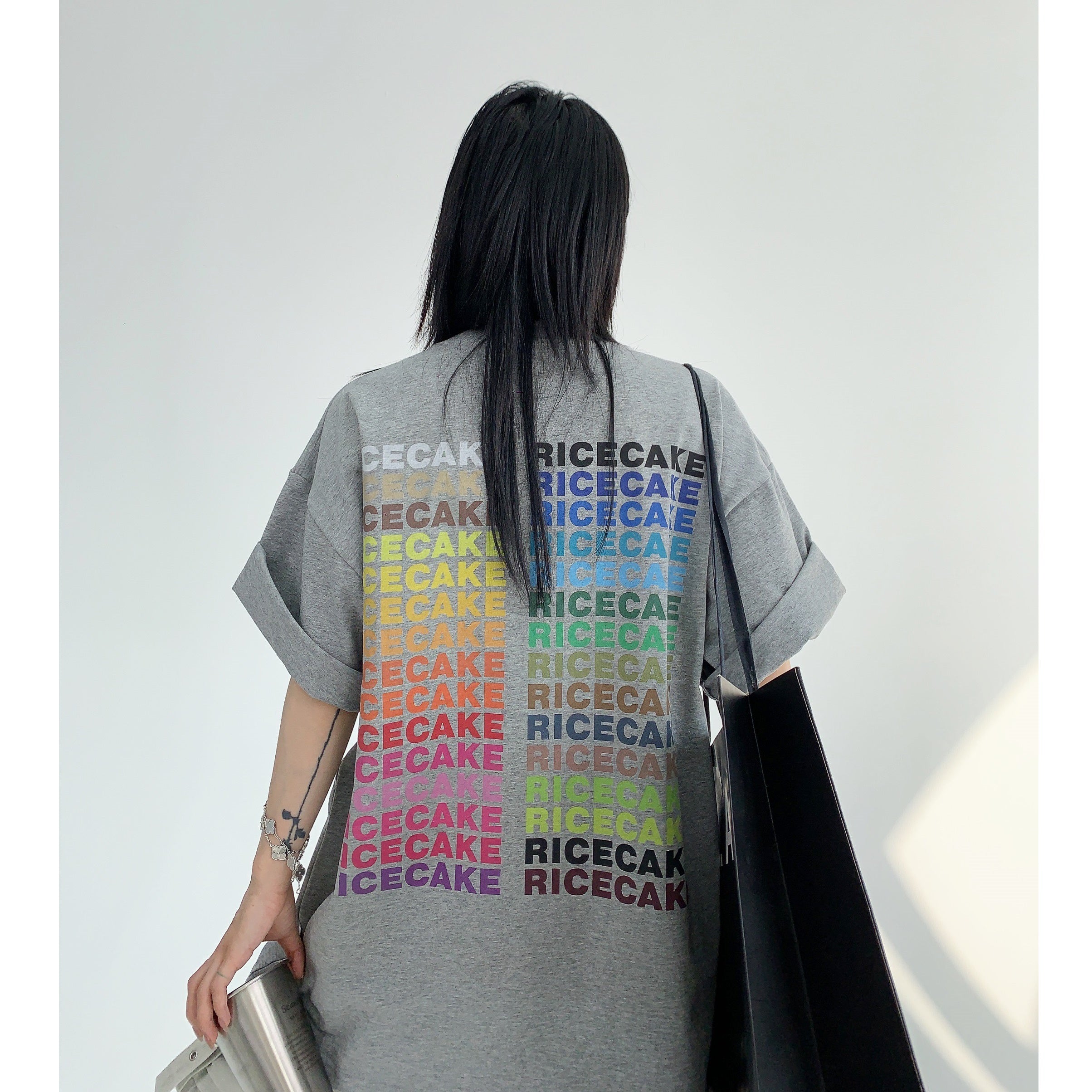 Rainbow Color Letter Print T-shirt MW9136