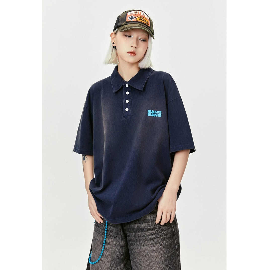 Vintage Washed Distressed Polo Shirt MW9113