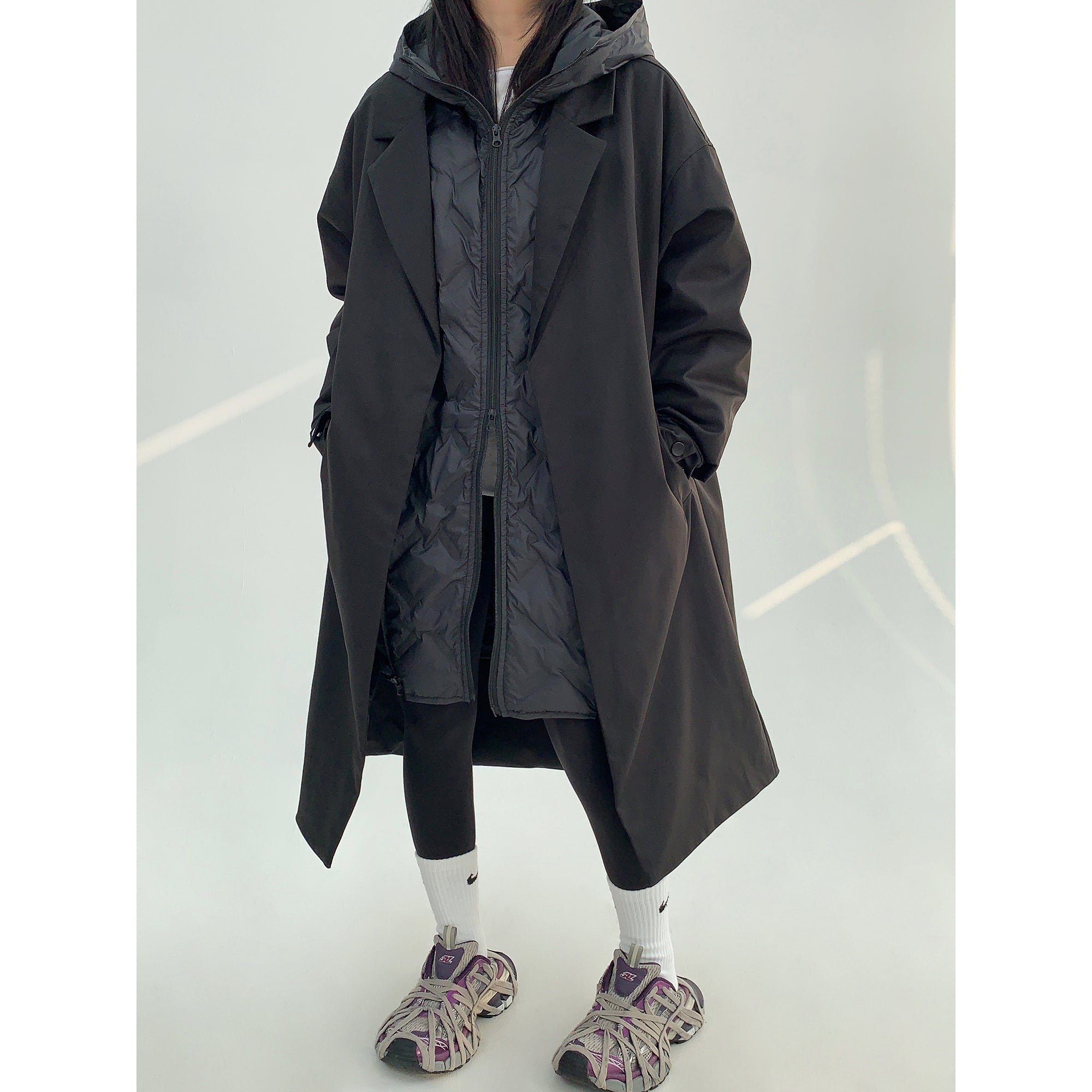 Detachable Two-piece Long Hooded Down Coat MW9650