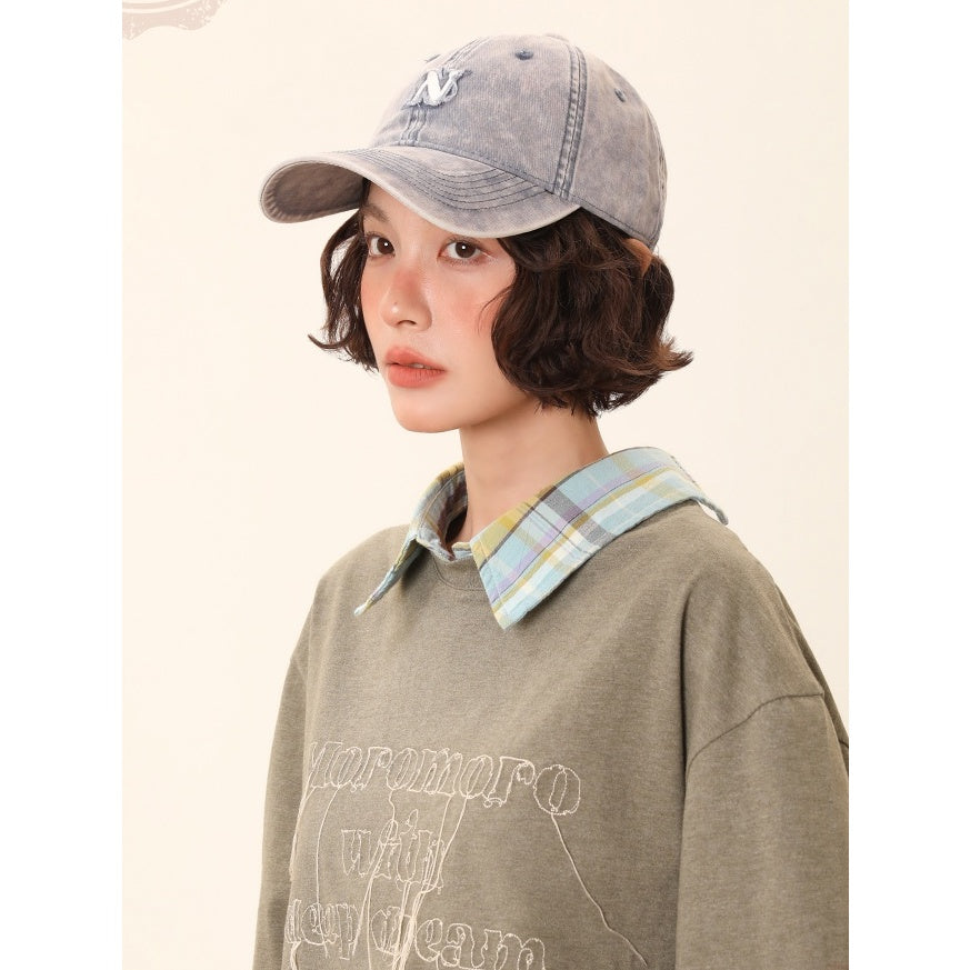 Letter Embroidery Washed Cap MW10119