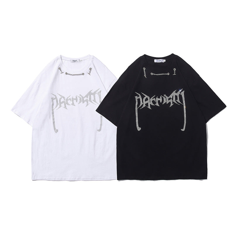 Rhinestone Chain Embellished T-shirt MW10108