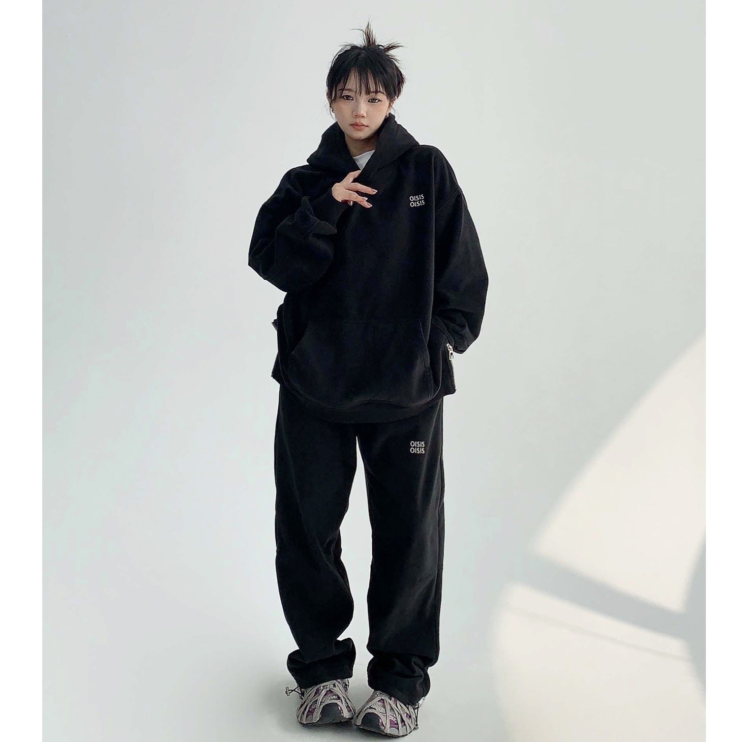 【上下別売り】Embroidery Fleece Loose Hoodie & Pants MW9631