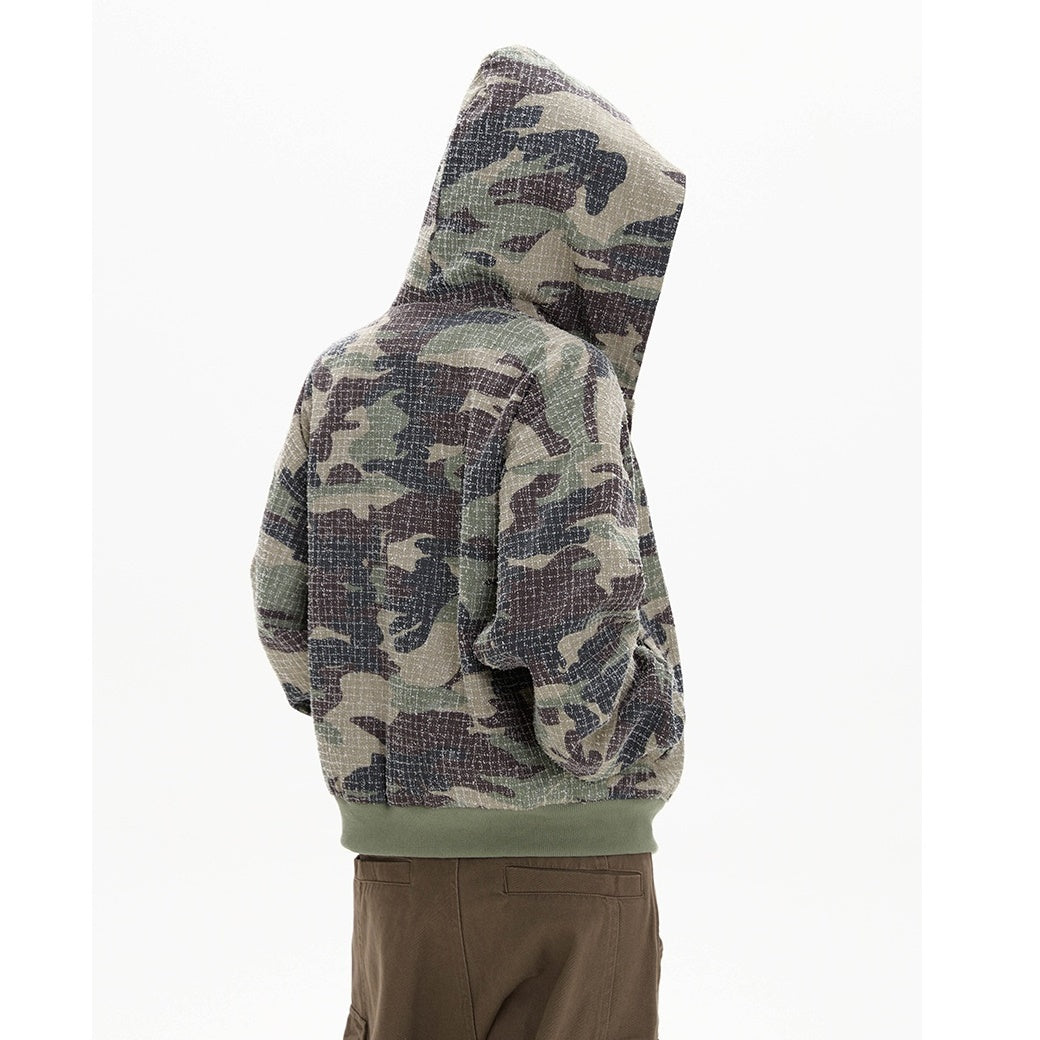 Camouflage Zipper Hooded Sweat Parka MW9409