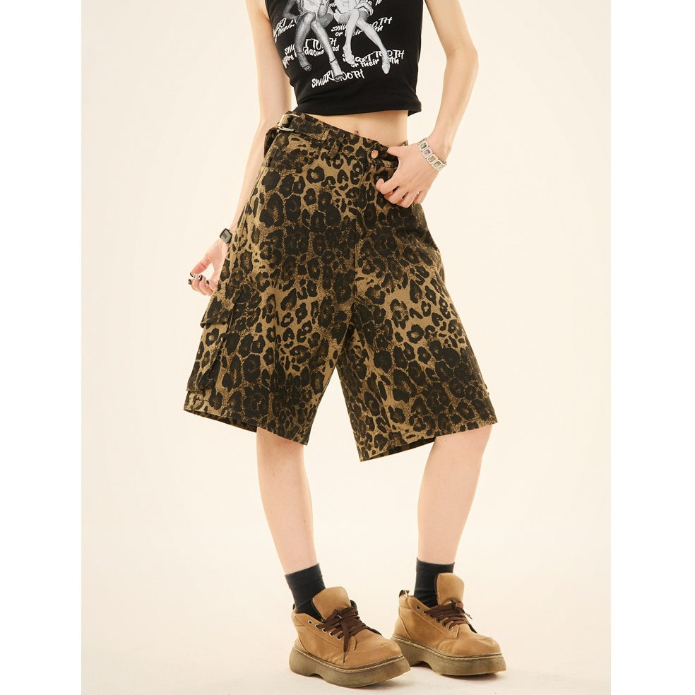 Leopard Print Loose Cropped Cargo Pants MW9266