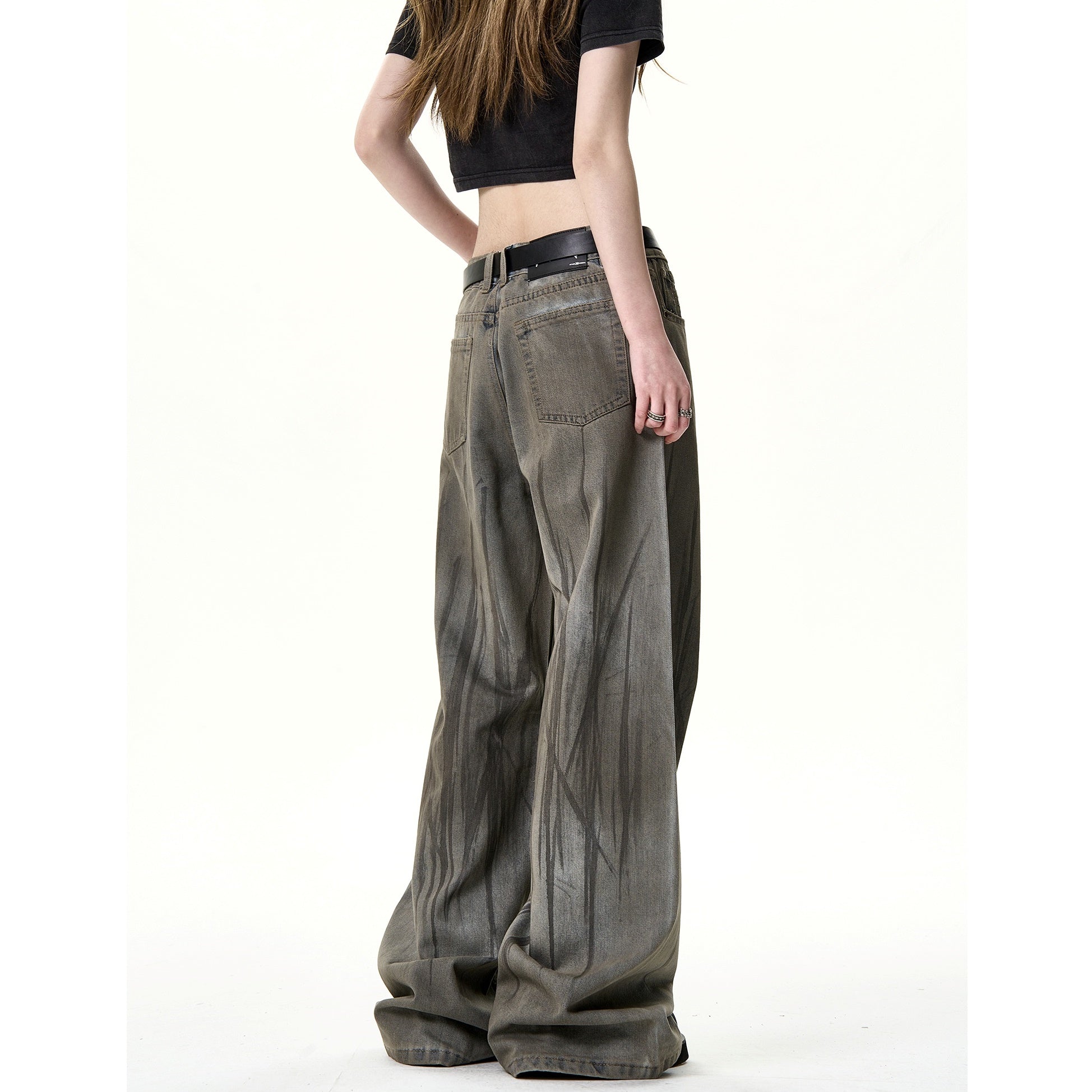 Street Wash Distressed Dirty Wide-leg Jeans HG7124