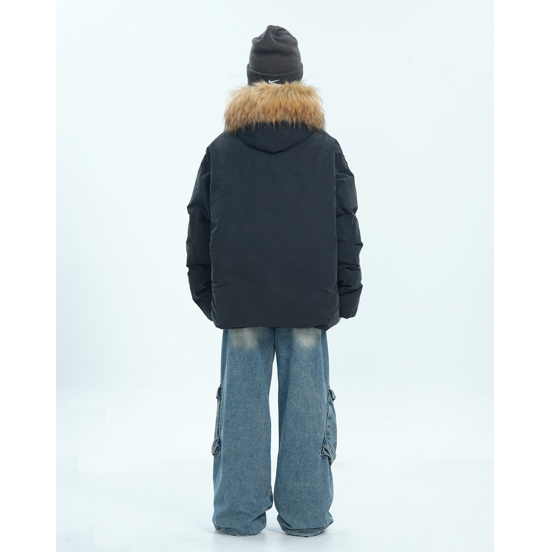 Fur Collar Simple Hooded Padded Jacket MW9670