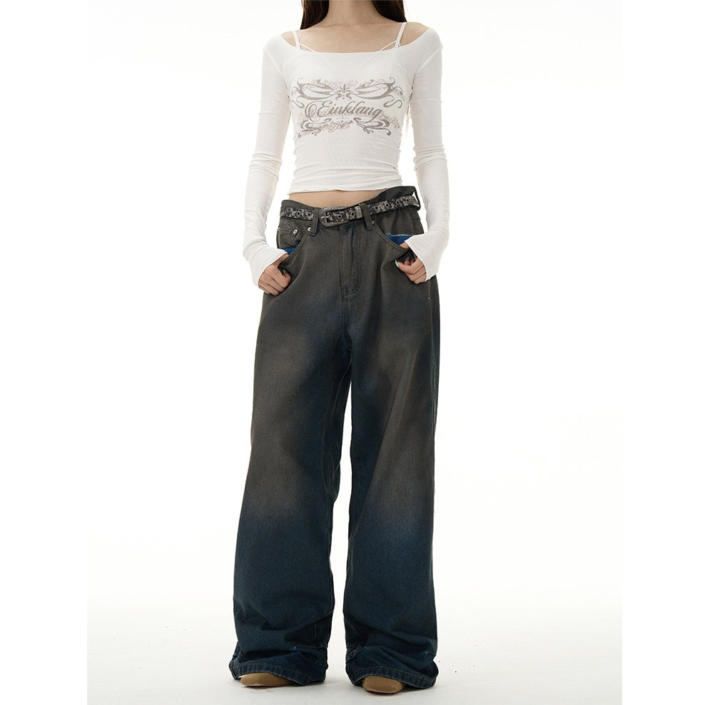 Retro Gradient Wash Loose Straight-leg Jeans MW9276