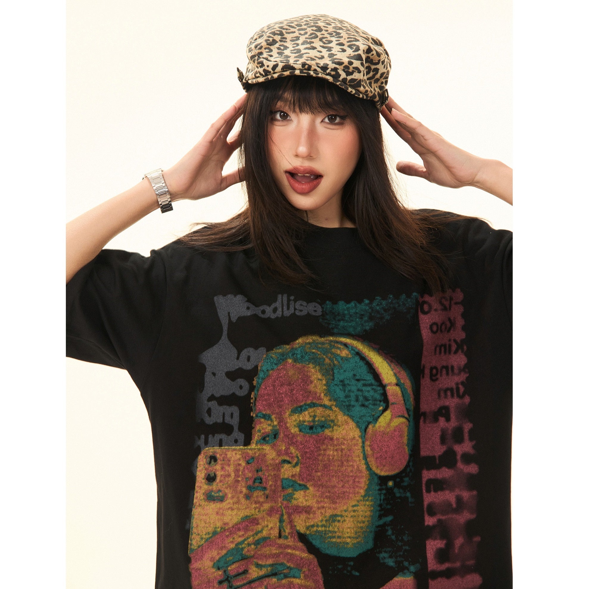 Vintage Character Print Loose T-Shirt MW9284