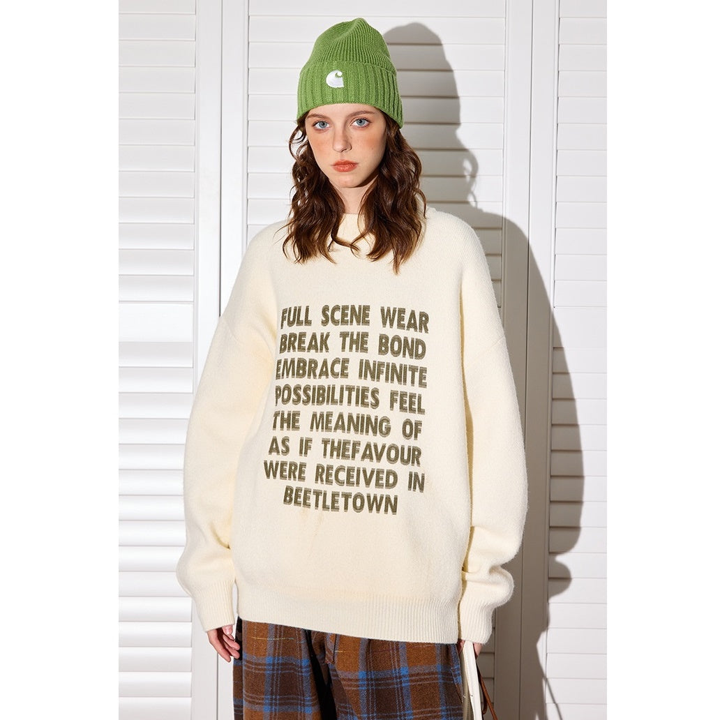 Gauss Fuzzy Letter Print Sweater MW9482