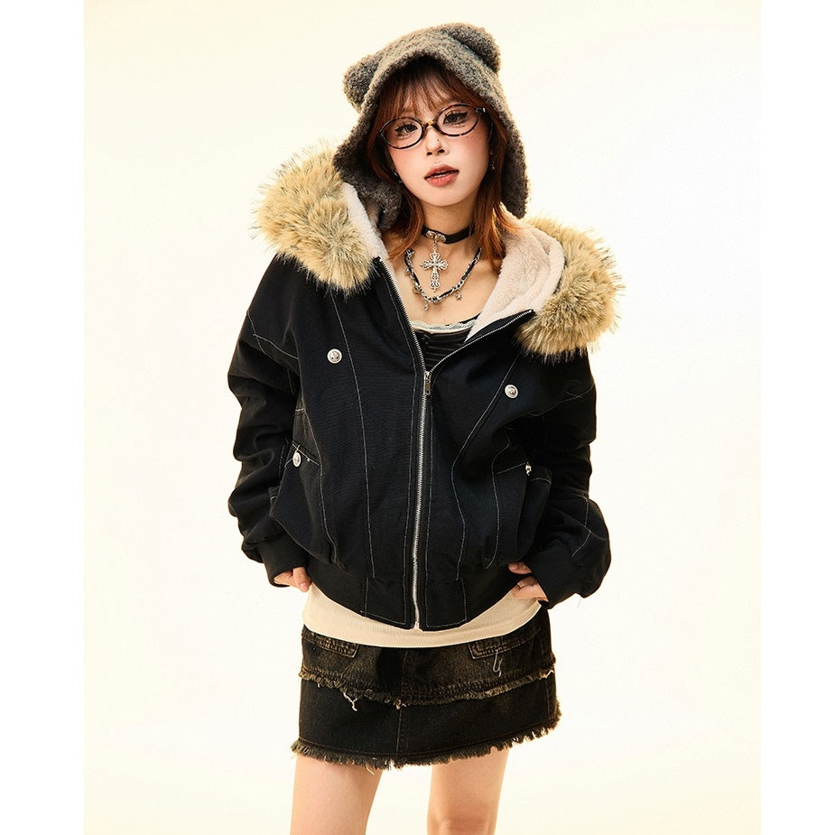 Fur Collar Work Style Hooded Blouson MW9807