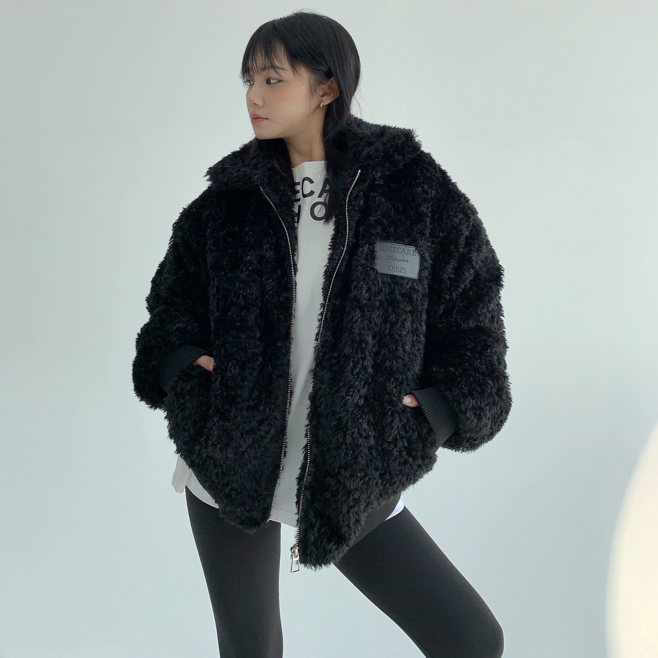 Imitation Fur Quilting Zipper Jacket MW9598