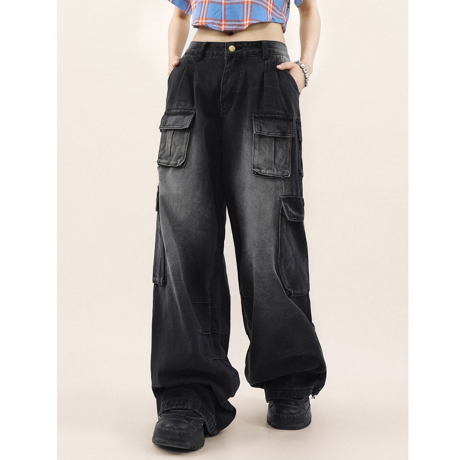 Waist Tuck Wide Leg Cargo Pants MR8023