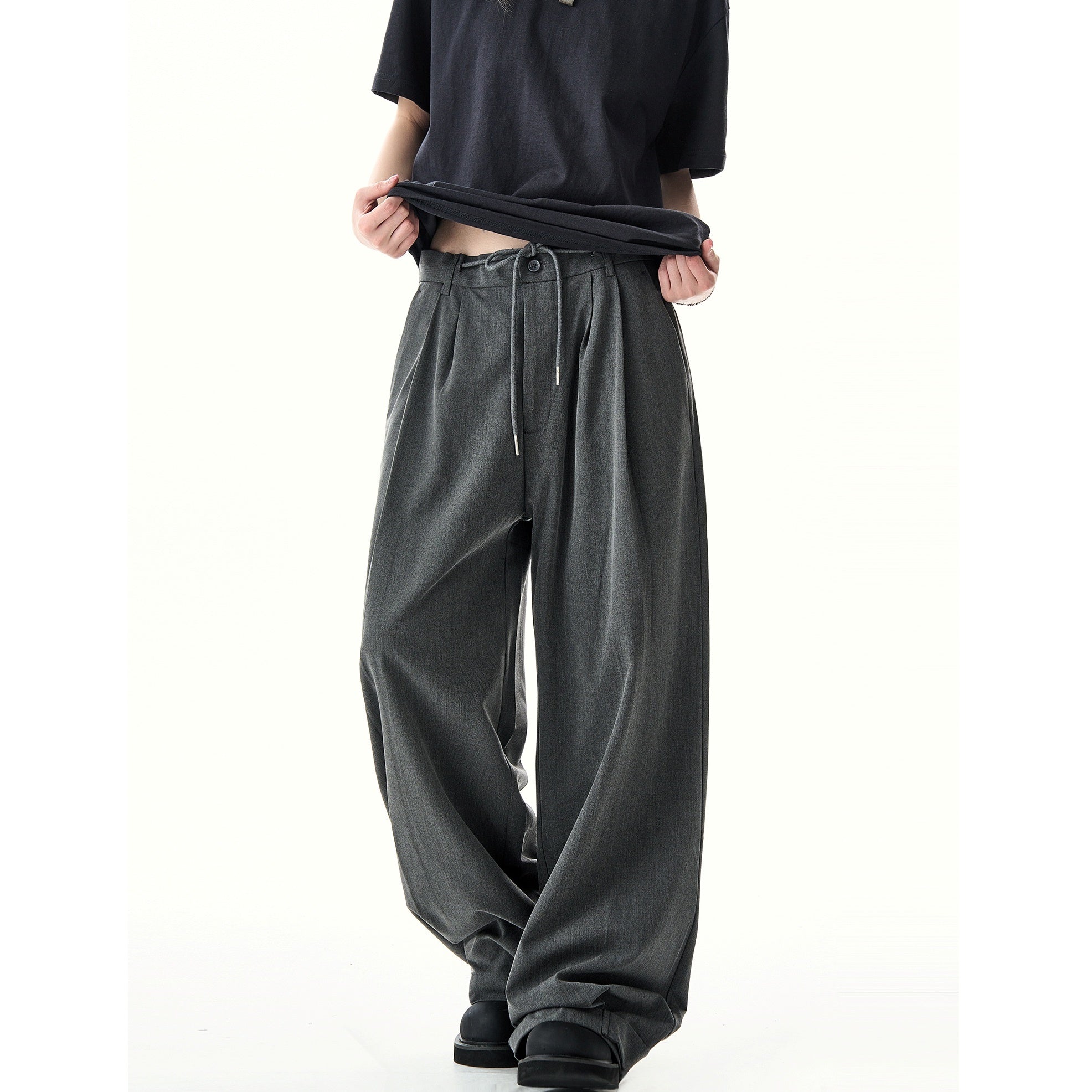 Relaxed Waist Tuck Wide-leg Straight Pants HG7135