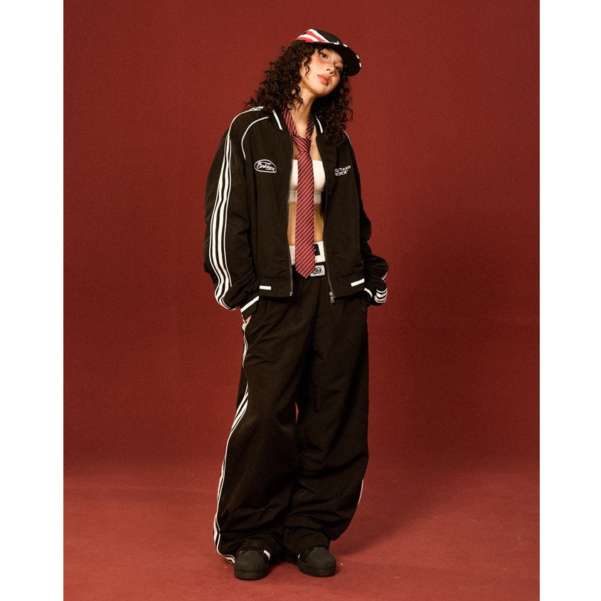 Track Jacket & Side Striped Loose Casual Pants MW9432