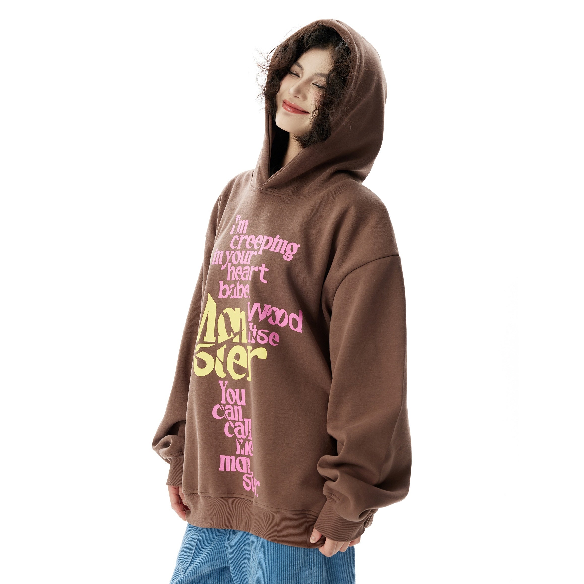 Drop Shoulder Loose Lettering Hoodie HG7184