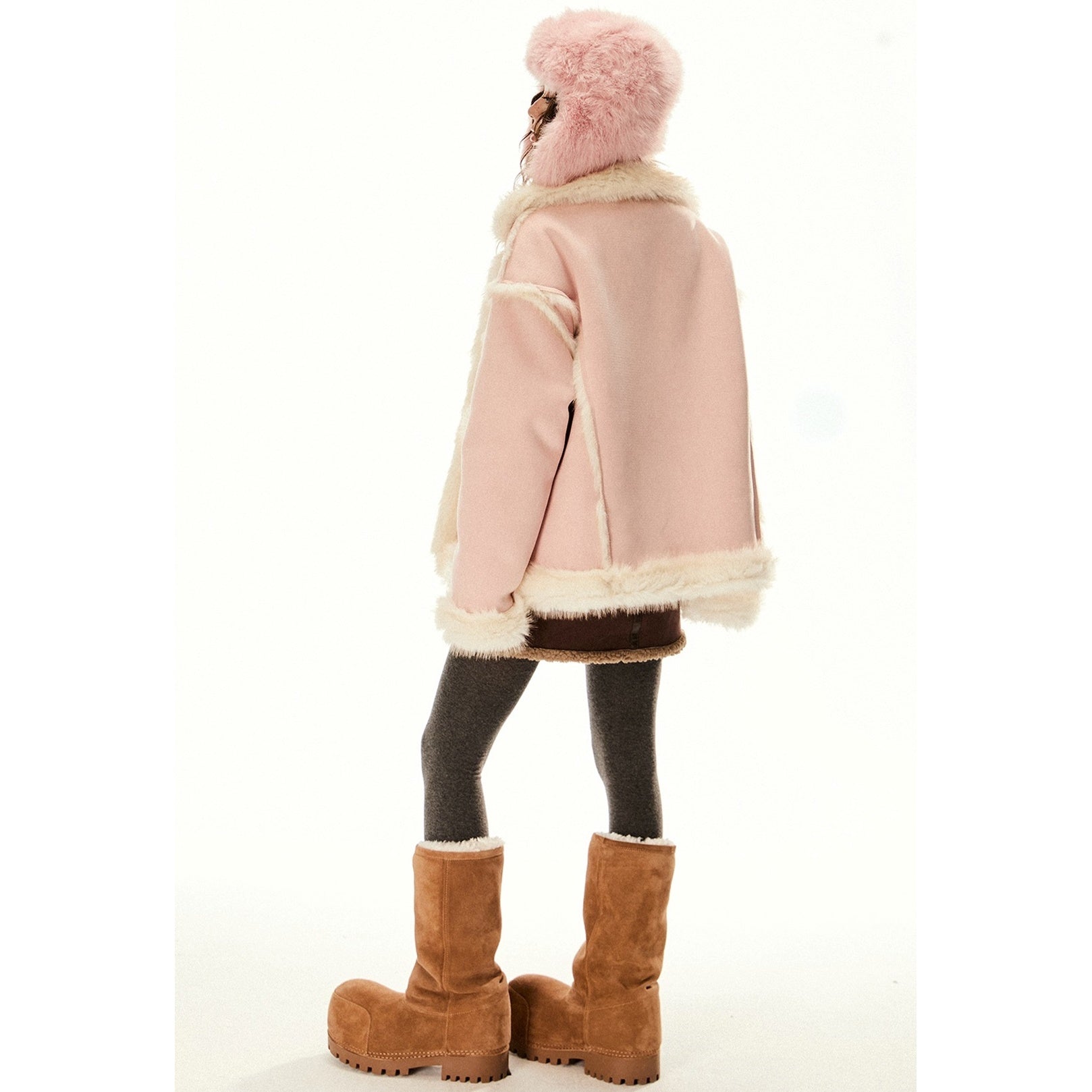 Fur Collar Fake Suede Short Coat EZ193