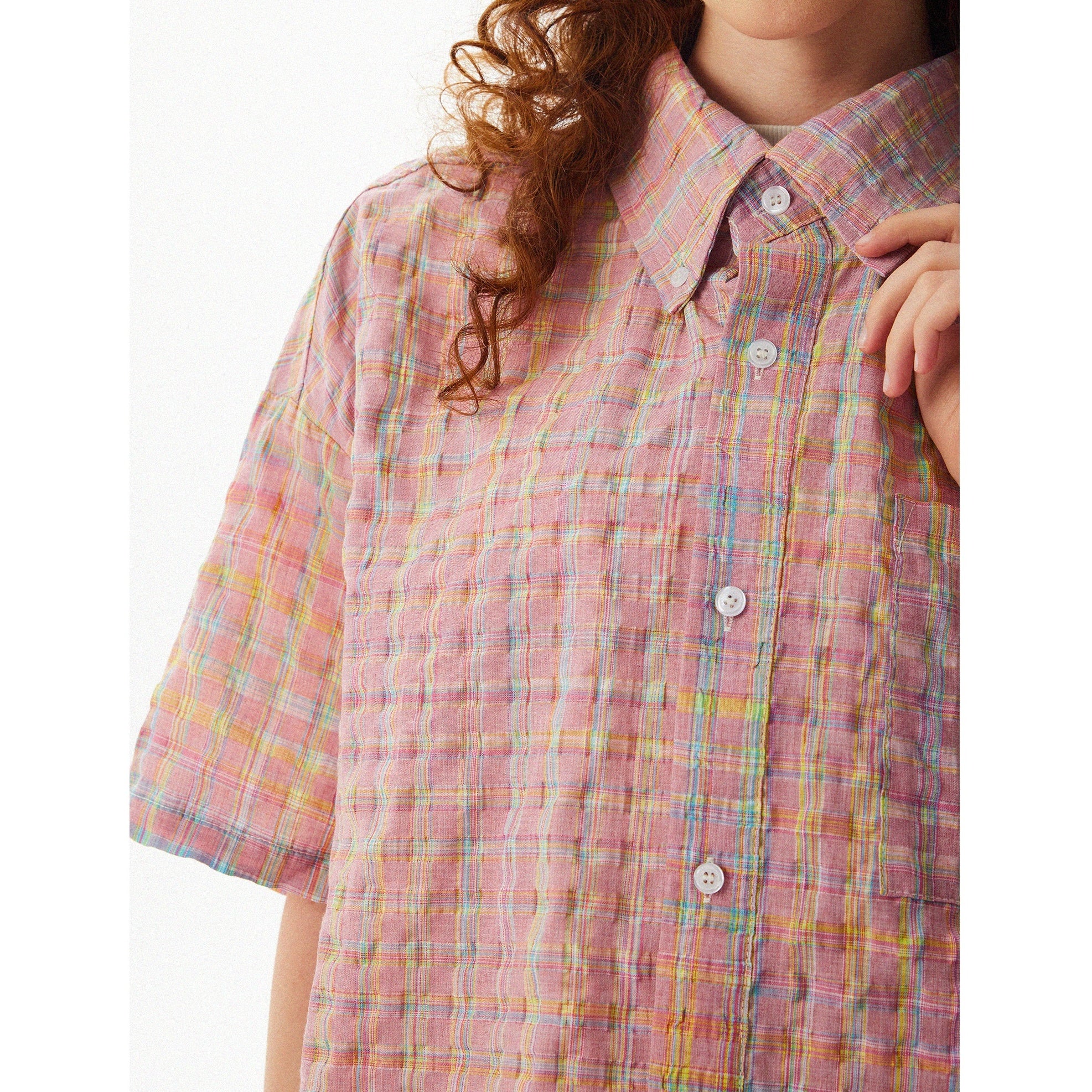 Check Seersucker Short Sleeve Shirt MW10088