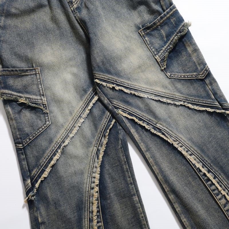 Deconstruction Split Heavy Wash Cargo Jeans MW10061