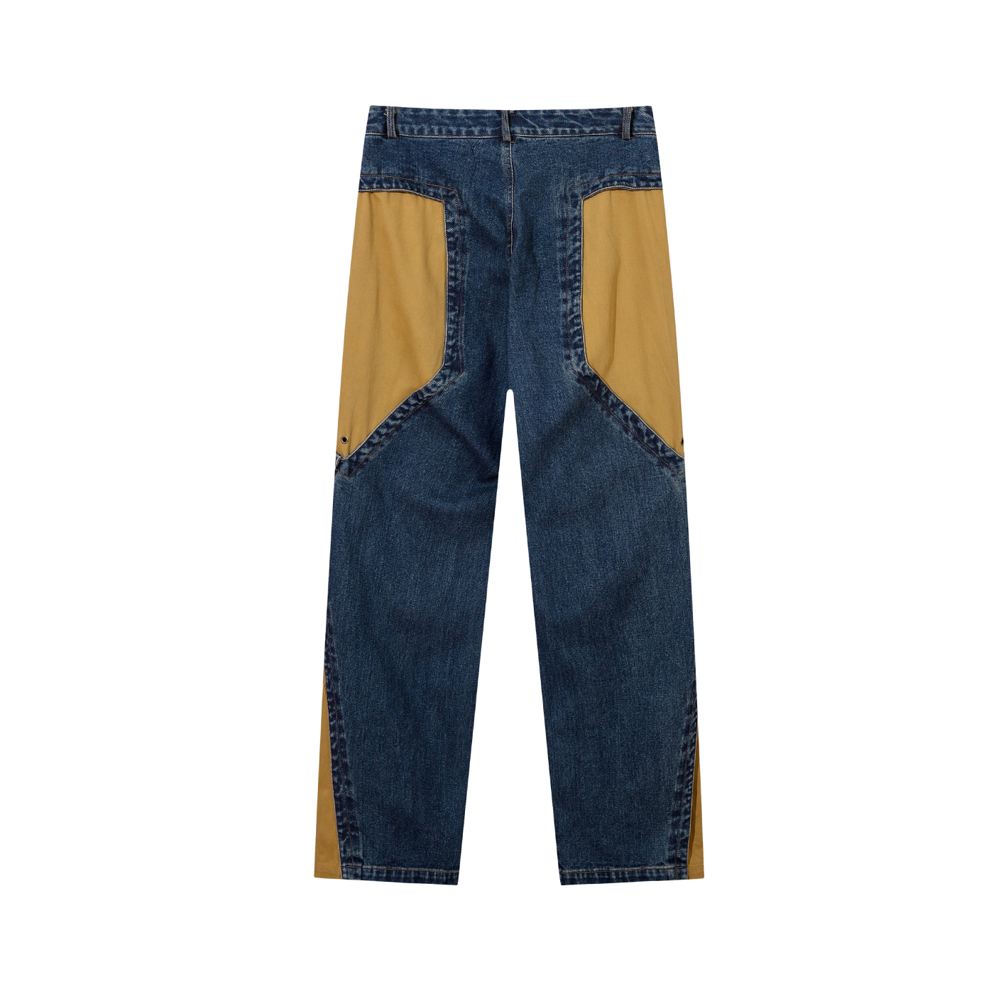 Patchwork Contrasting Design Zip Slit Long Jeans EA7004