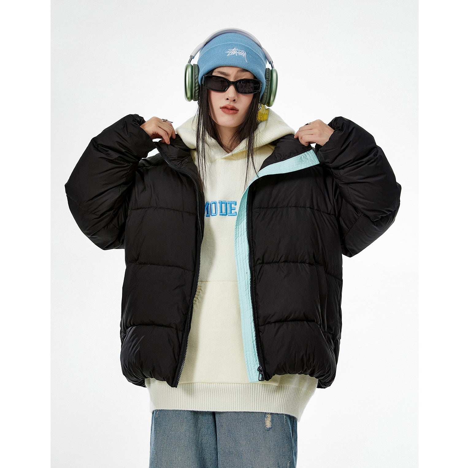 Contrast Color Short Down Jacket IC9002