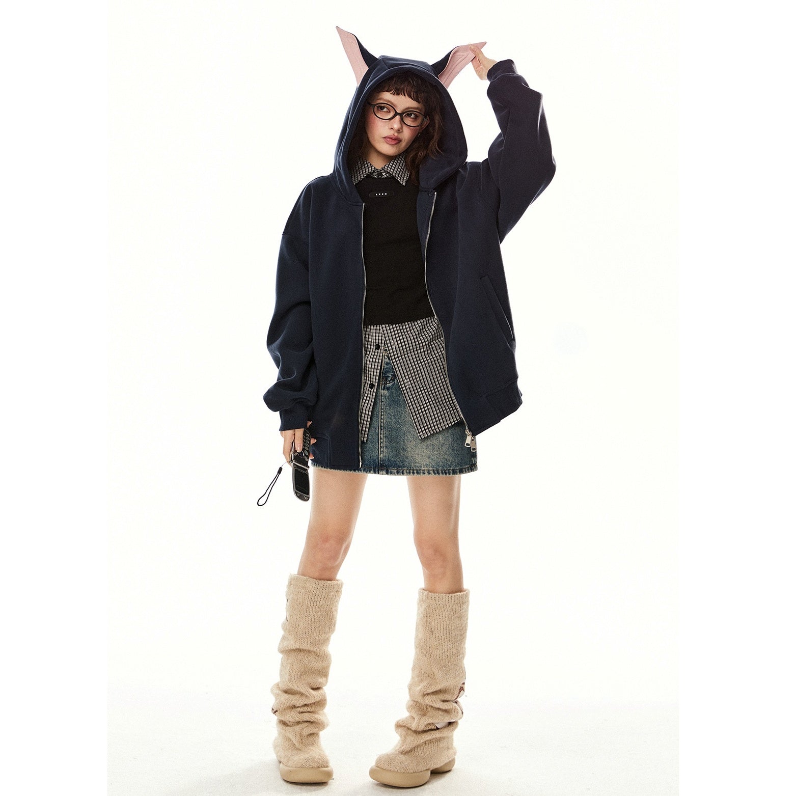 Dog Ears Hooded Sweat Jacket EZ234