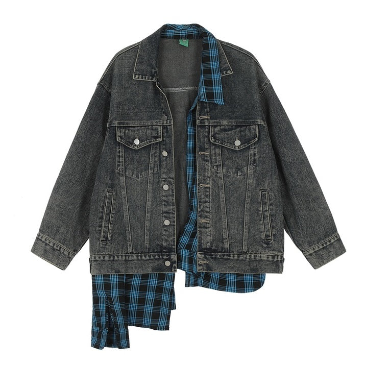 Fake Shirt Layered Loose Denim Jacket KK2006