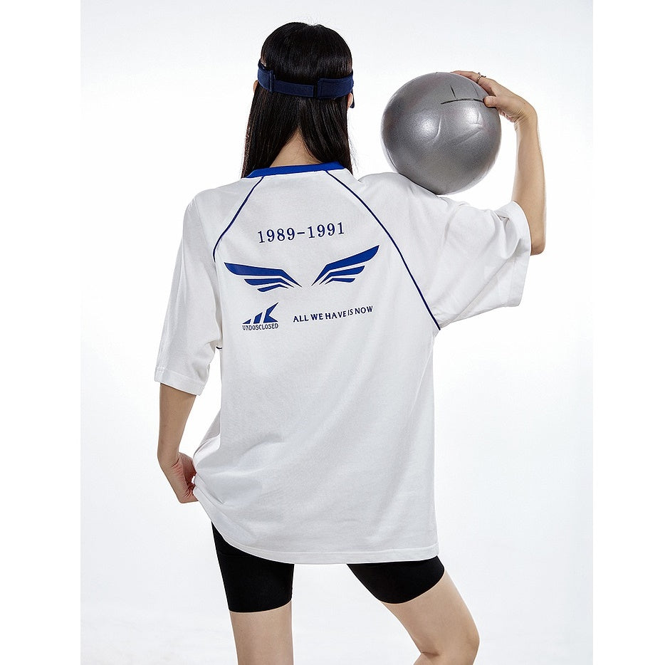 Retro Sports Design Raglan Sleeve T-Shirt MW9232