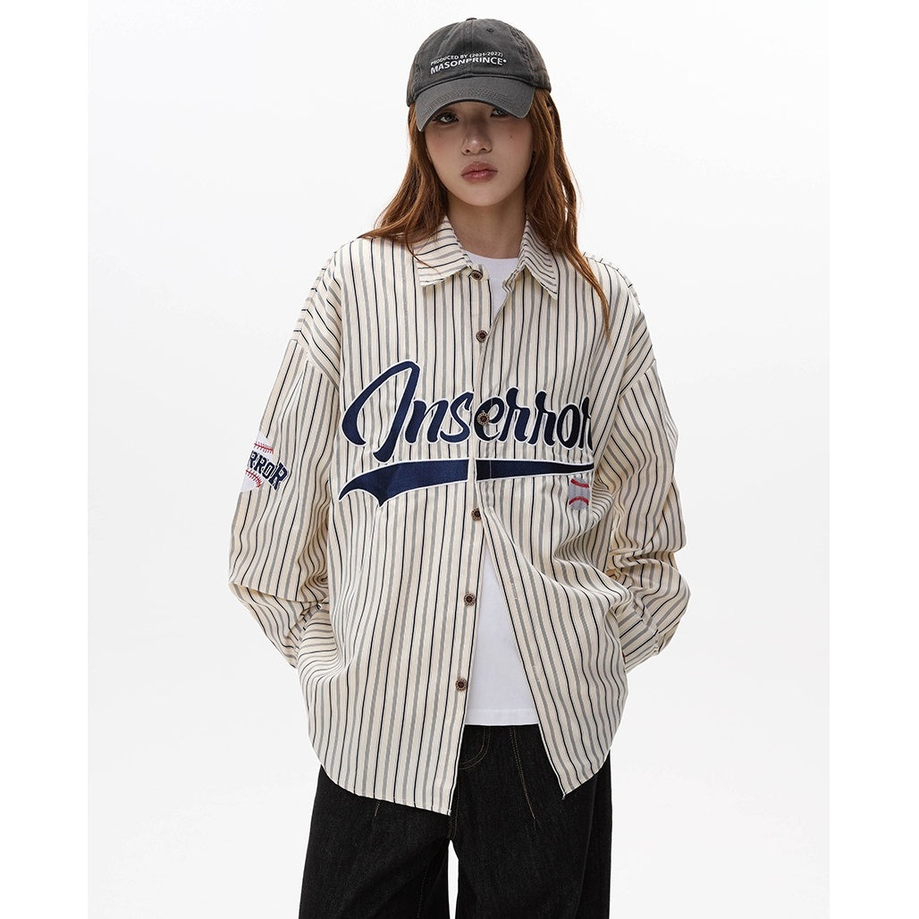 Baseball Striped Letter Long Sleeve Shirt MW9280