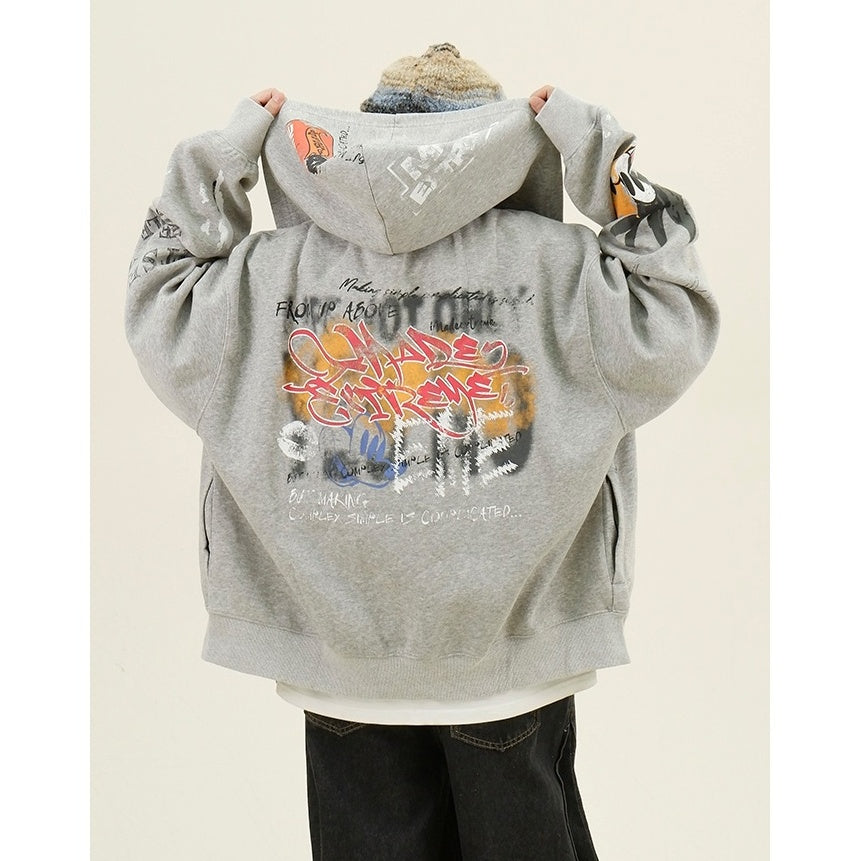 Paint Style Graffiti Sweat Hooded Jacket MW9944