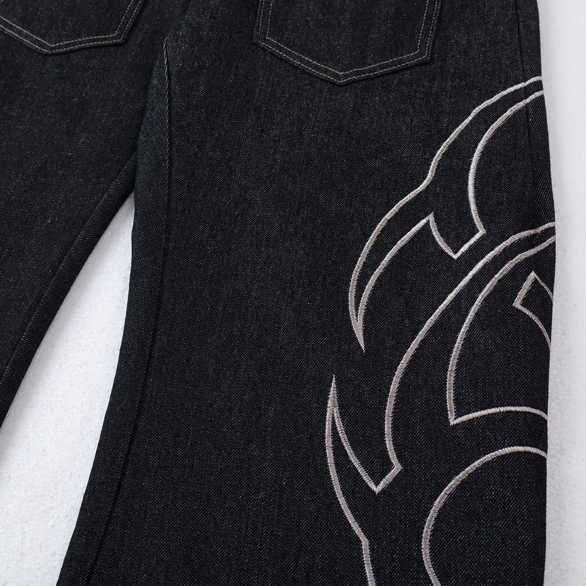 Flame Embroidery Wide-leg Curve Jeans MW10363