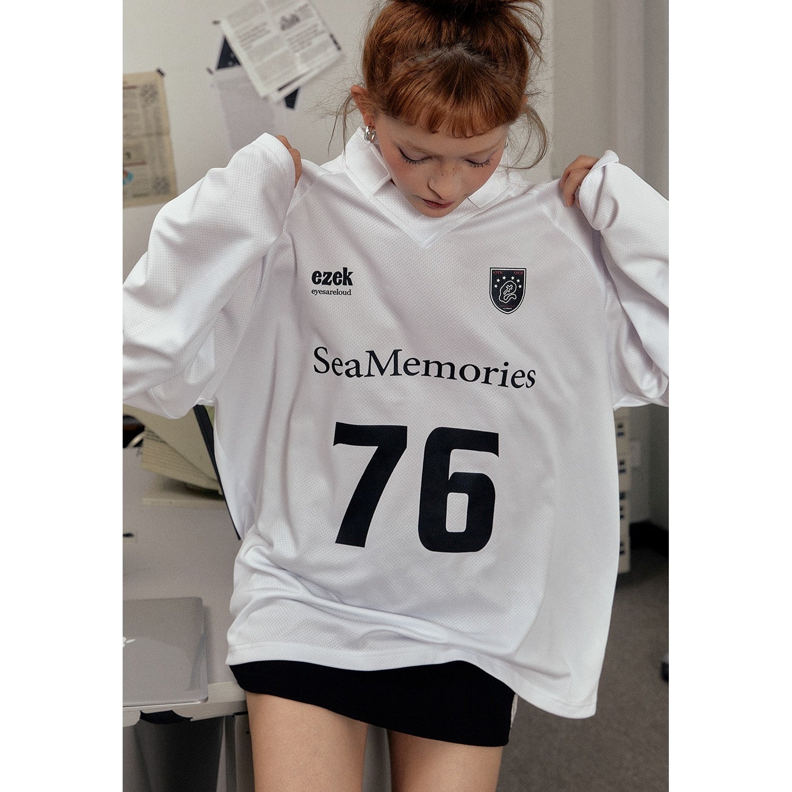 Mesh Sports Style Number Print Long Sleeve T-Shirt EZ114